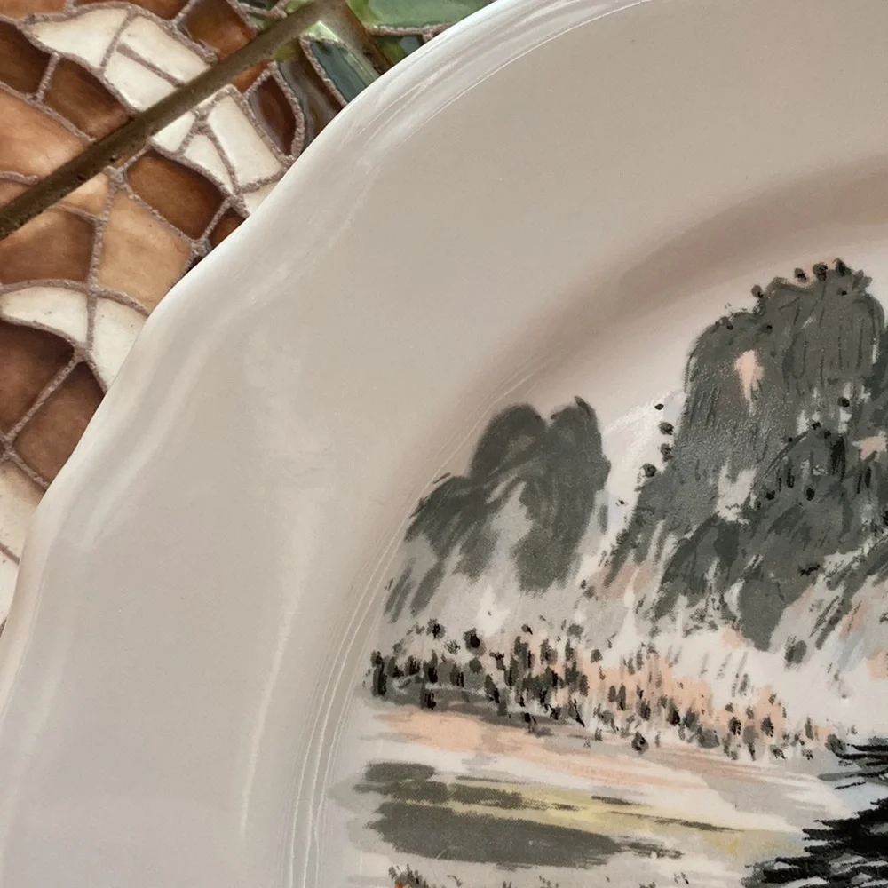 Vintage REGO Restaurant Fashion Ware Rice Paddy Landscape Decorative Plate